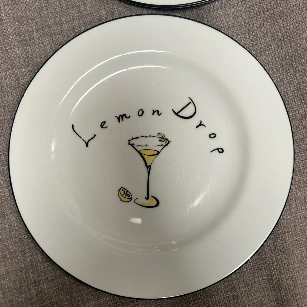 POTTERY BARN 2-pc Martini/Cocktail Porcelain  Cheese Plates #0601254